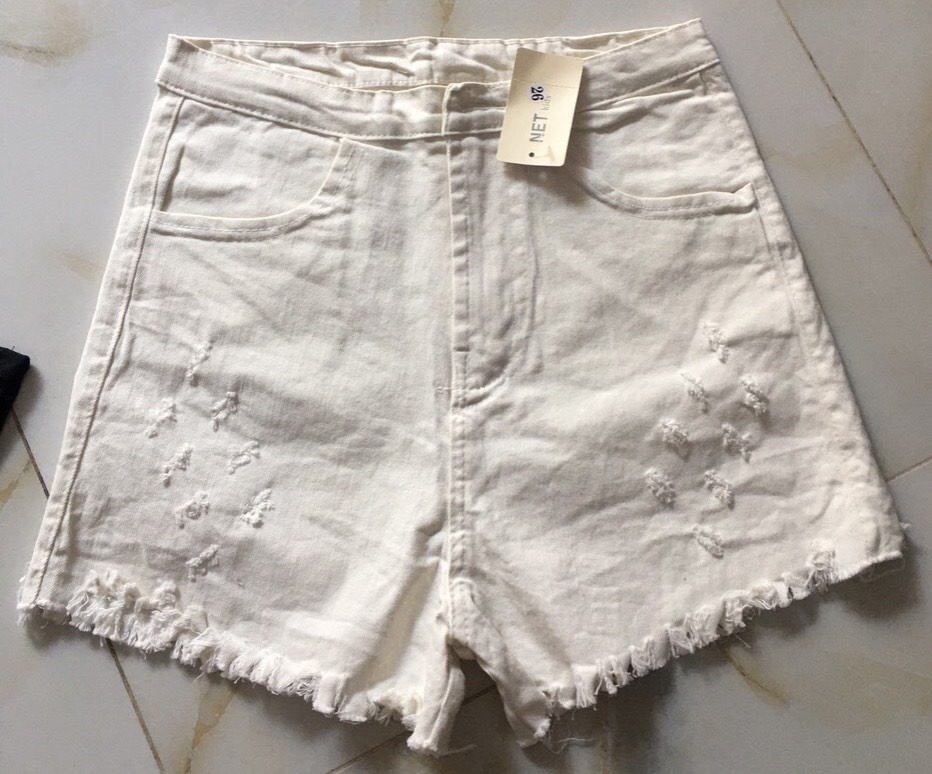 Quần Short Jean Cạp Cao Có Túi Dành Cho Nữ