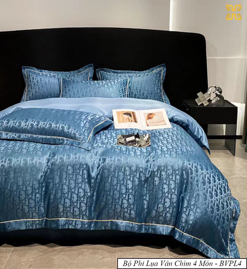 (💥GIẢM CỰC RẺ) SET 4 MÓN VỎ CHĂN GA GỐI PHI LỤA VÂN CHÌM TH SIÊU XINH NHẬP KHẨU LOẠI 1