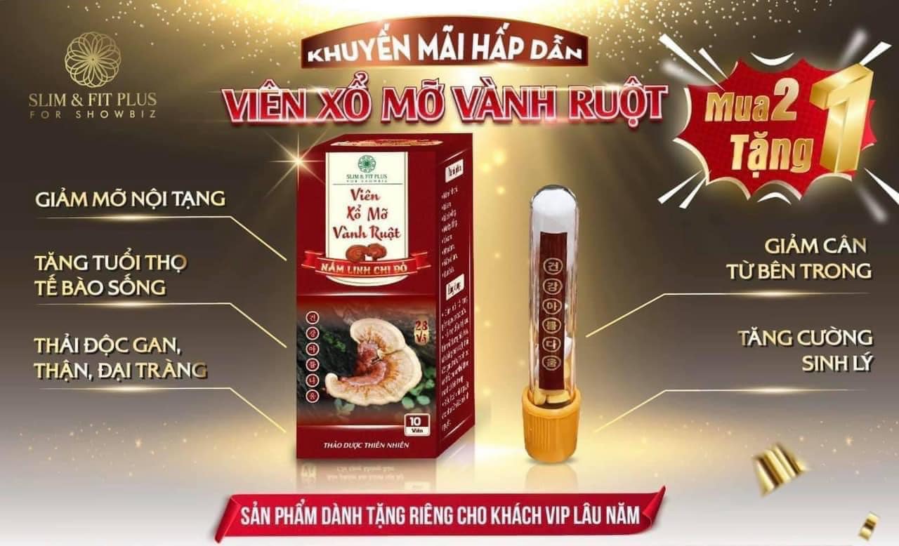 Combo 3 hộp xỗ mỡ vành ruột linh chi đỏ giảm mỡ bụng