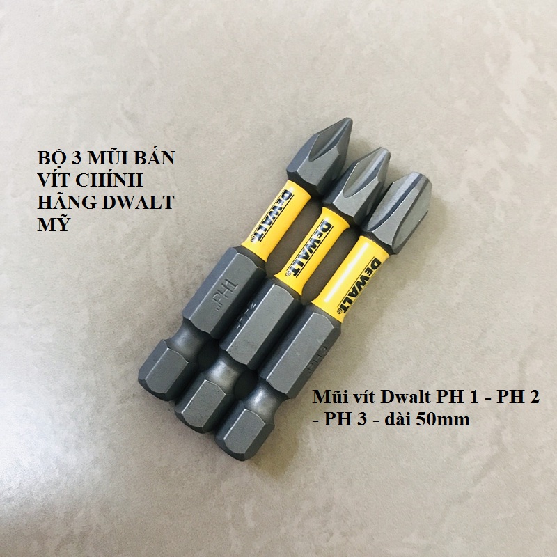 Bộ 3 Mũi Vít DeWalt Chính Hãng Ph1 - Ph2 - Ph3