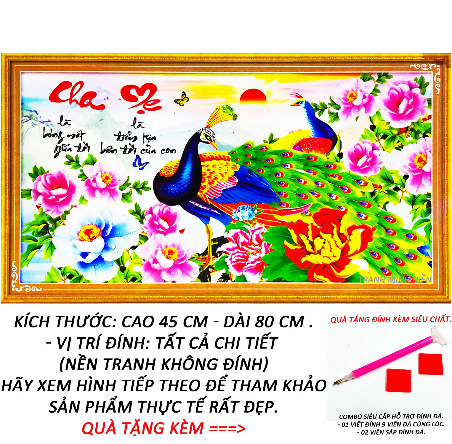 Tranh Đính Đá Giá Rẻ - Cha Mẹ Kính Yêu 02 (Kèm Quà Tặng) - Tranh Minh Hiền (TỰ ĐÍNH ĐÁ)