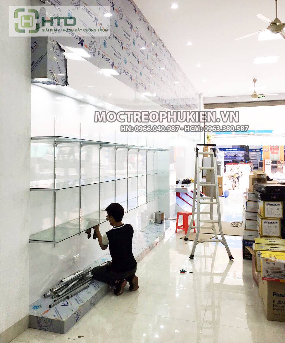 Tay đỡ kệ kính cài thanh ray HTD-TD09