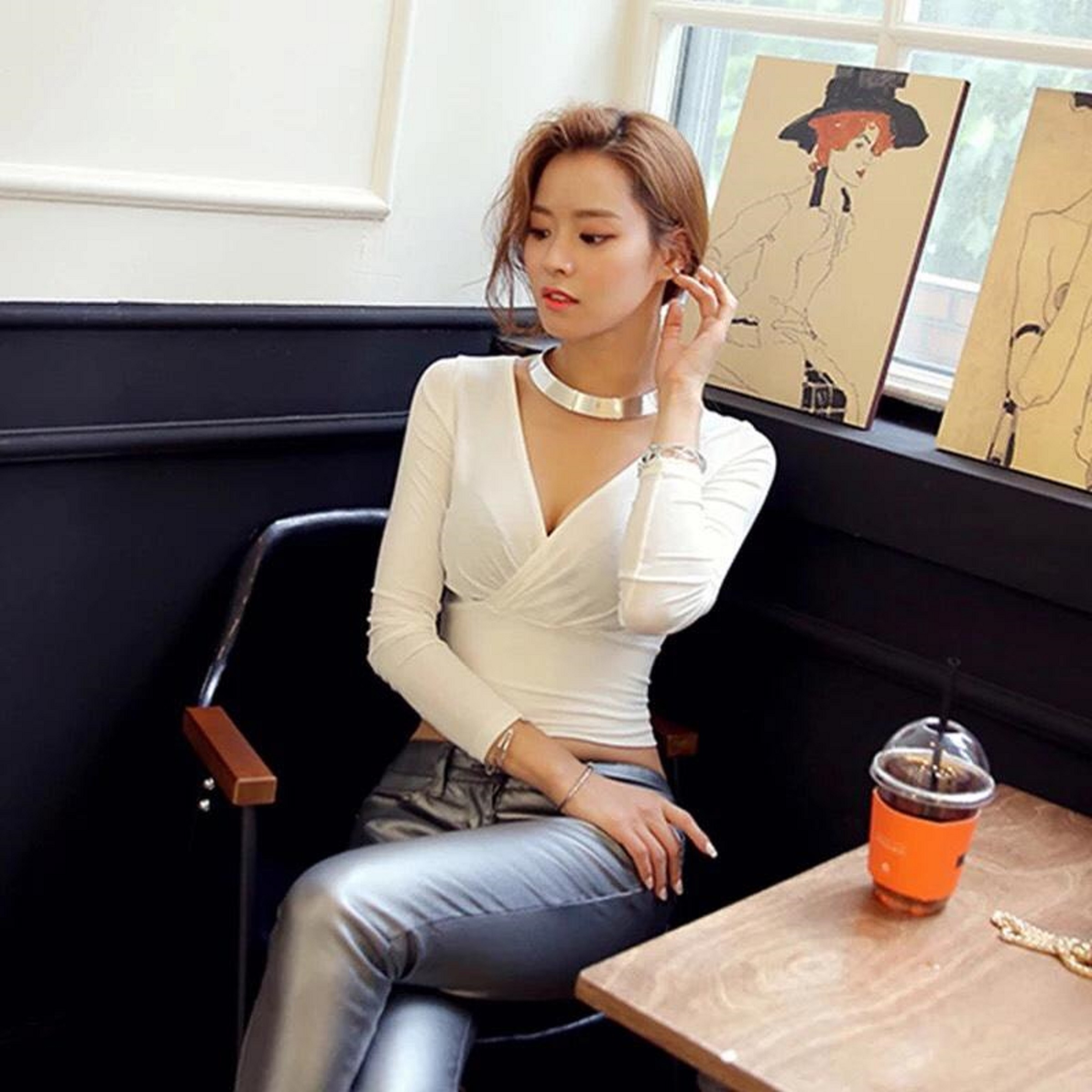 Áo Kiểu Tay Dài Cổ Chữ V Đắp Chéo Tời Trang Cá Tính TTSA0702