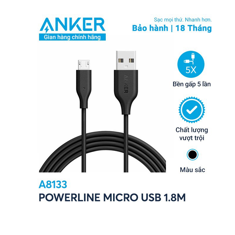 Cáp Sạc Anker Powerline Micro Usb Dài 1.8M - A8133