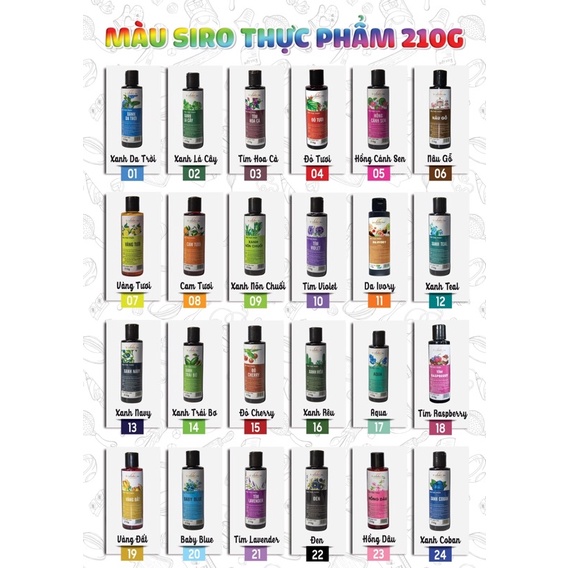 Màu thực phẩm Unicorn 210g (24 màu)