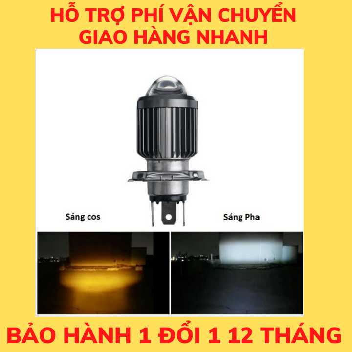 Đèn Pha Bi Cầu Có Cos Pha Chân H4 Lắp Cho Nhiều Dòng Xe Máy - Đèn xe máy - phụ kiện cho xe máy giá tốt