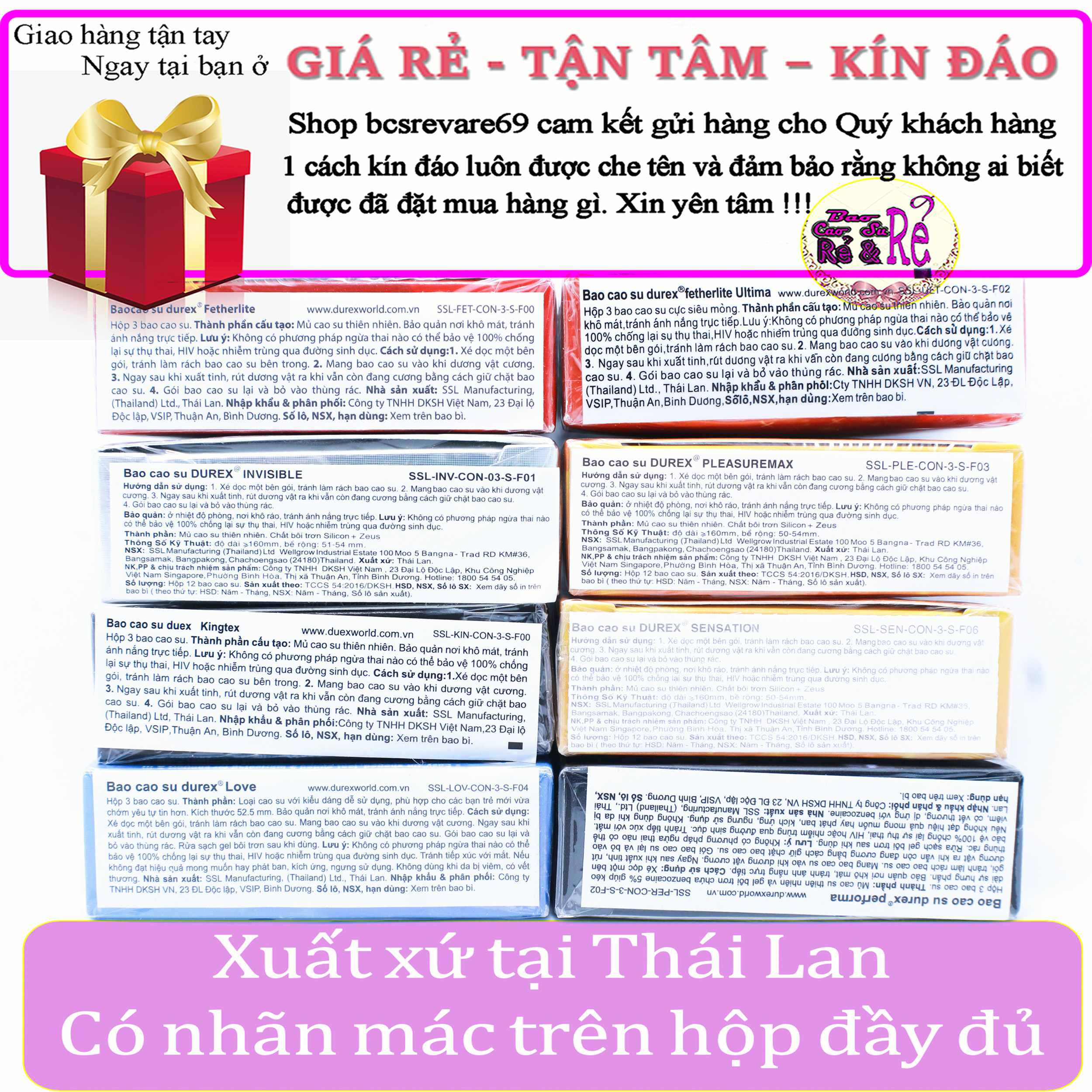 Bao Cao Su Siêu Mỏng Durex Fetherlite Hộp 3 Bao