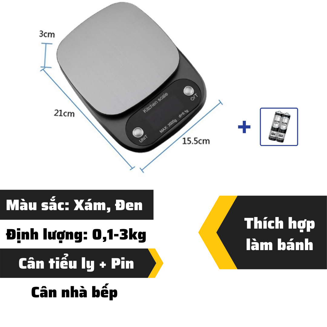Cân tiểu ly điện tử nhà bếp mini cân tiểu li làm bánh định lượng 0,01g-500g tặng kèm pin AAA cân điện tử mini - Big Dream Coffee