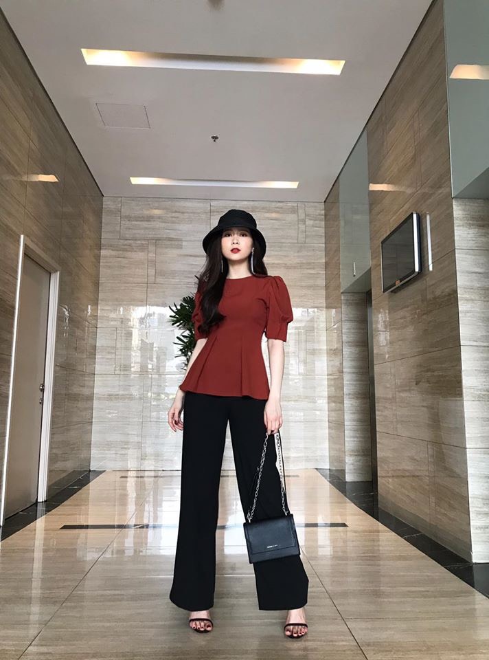 [HCM]Áo Công Sở Tay Phồng Xếp Ly Eo Peplum (Hàng Cao Cấp)