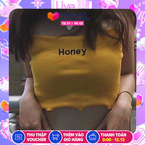 Áo 2 dây in chữ honey siêu xinh m1003
