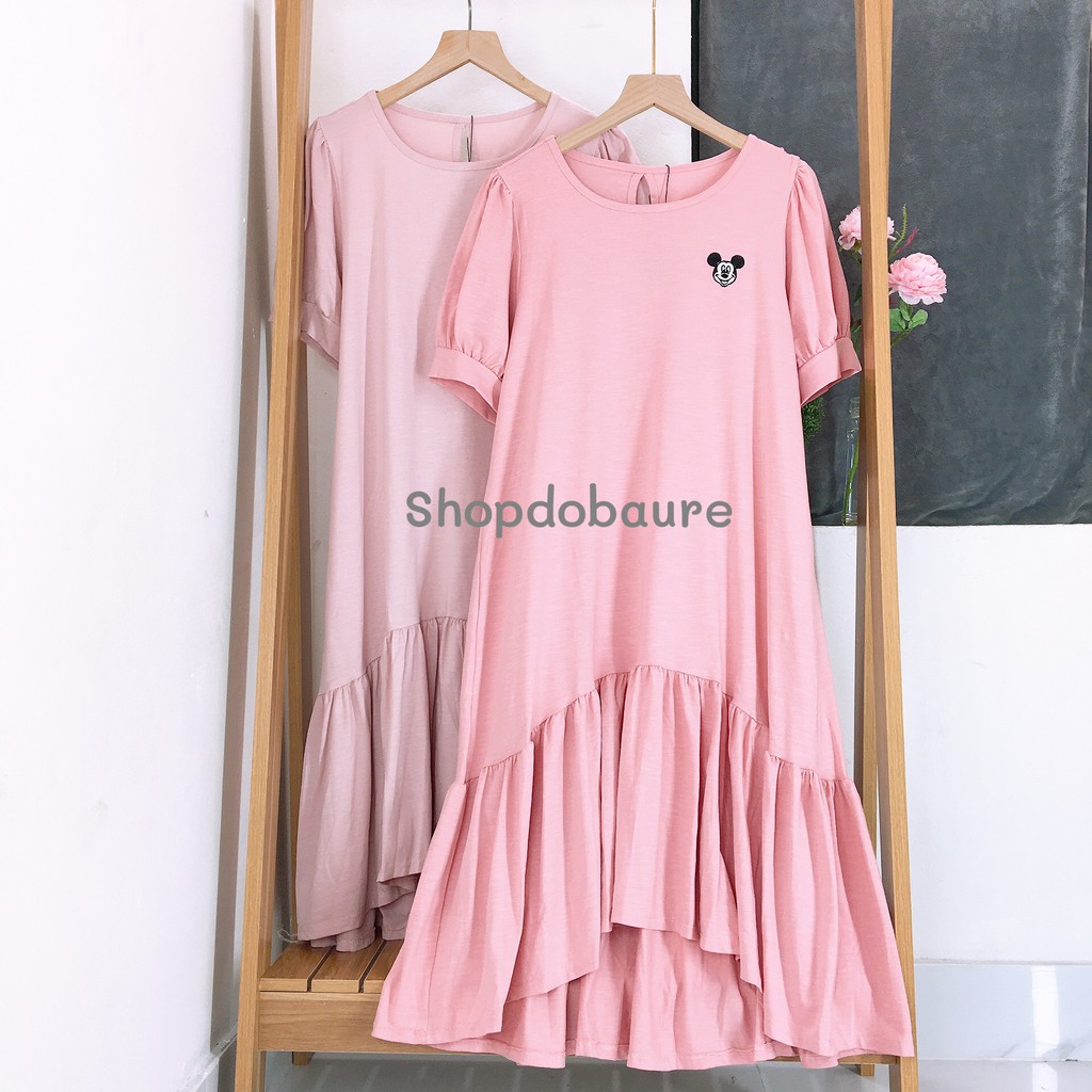 [Hoàn Tiền 6%] Váy bầu cotton thêu micky