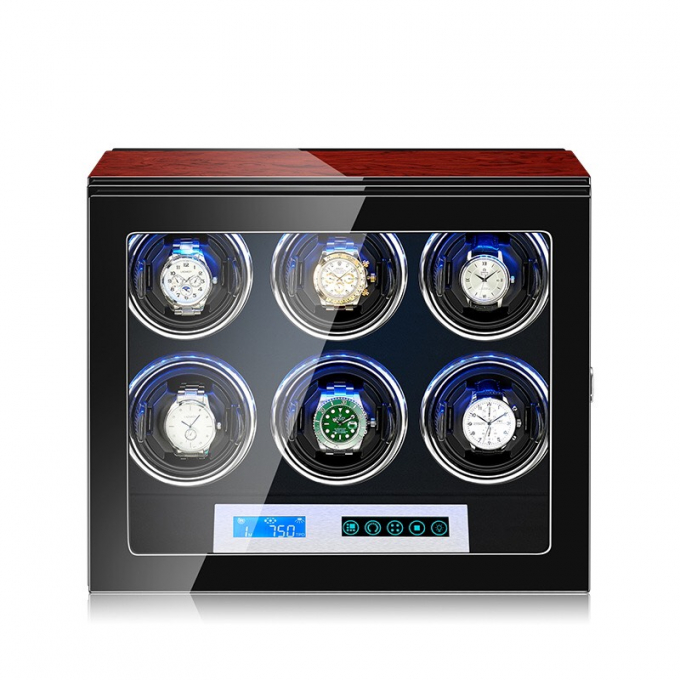 Hộp đựng đồng hồ cơ xoay 6 cái cao cấp có led 0168