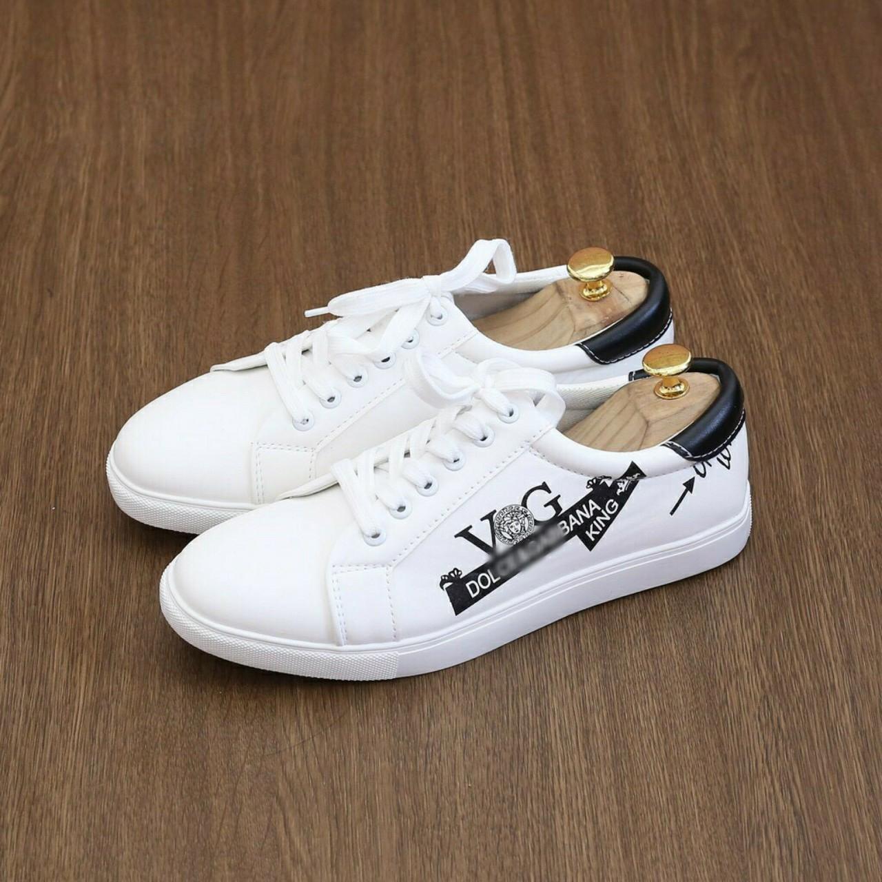 Giày Sneaker Nam - Giày Thể Thao Nam Trắng Chữ Cạnh Cực Sang - Thời Trang Nam Hot 2020