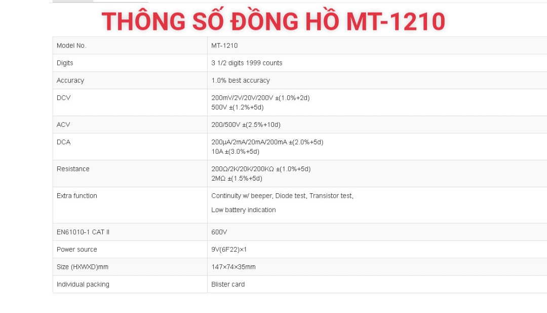 [HCM]Đồng hồ đo Proskit MT-1210 (Xanh phối đen)