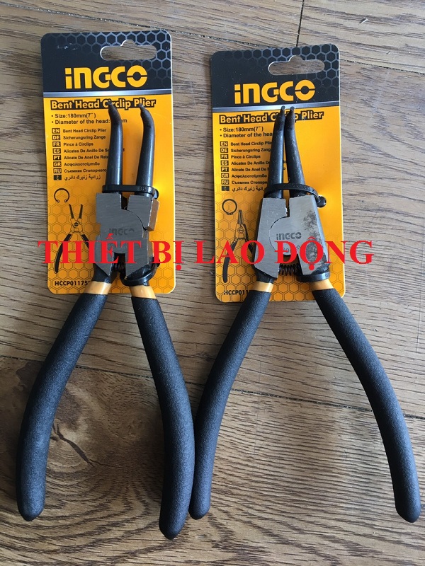Bộ 2 kìm mở phe vòng ngoài, trong mũi cong ingco hccp011751hccp011752