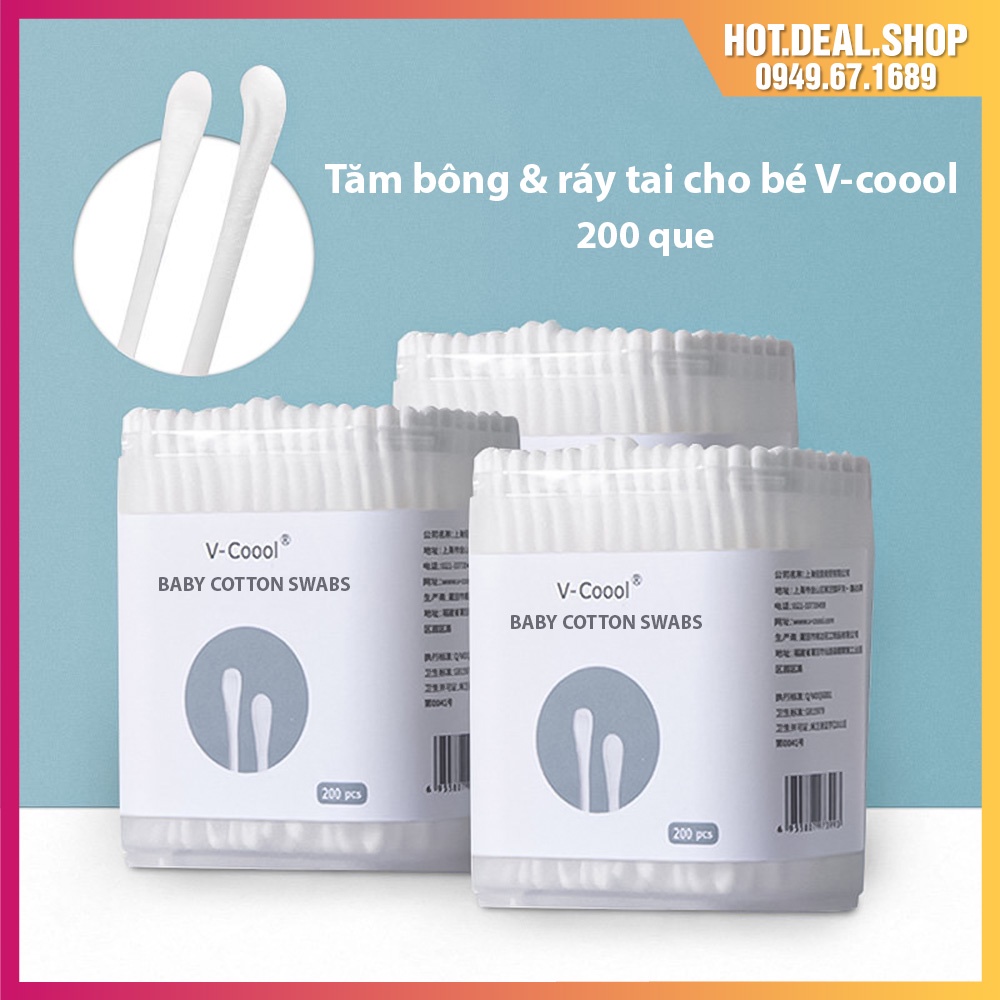 Tăm bông Vcool cho bé lõi giấy - Tăm bông trẻ em kháng khuẩn V-coool
