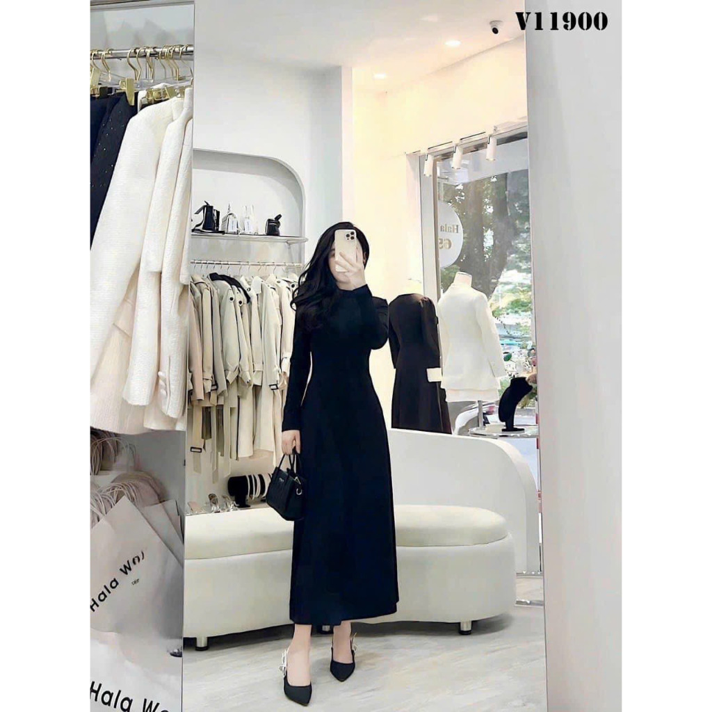 Đầm Len Tăm cổ 3p về dáng dài và dáng ngắn