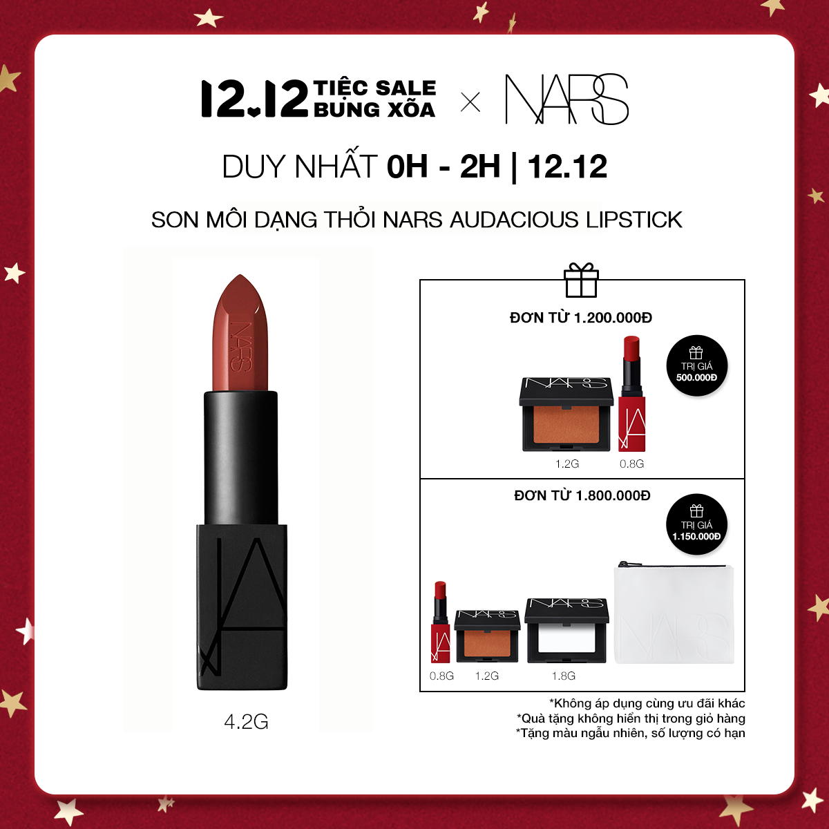 Son môi dạng thỏi NARS Audacious Lipstick 4.2g