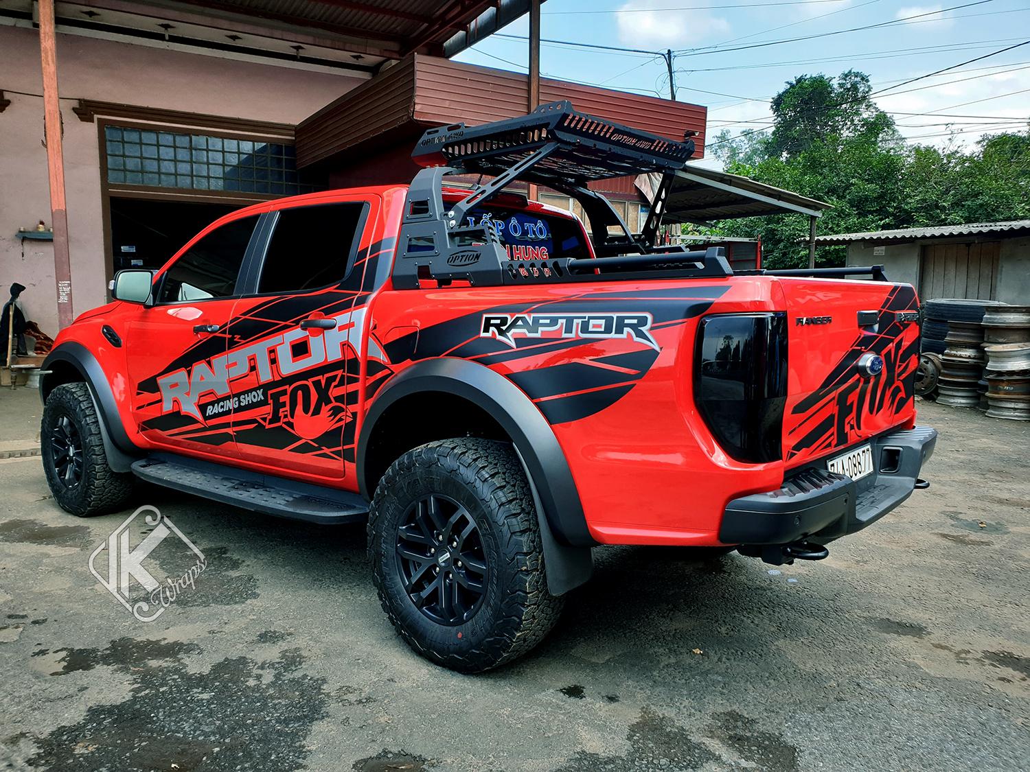 Tem dán sườn xe Ford Raptor (RED)