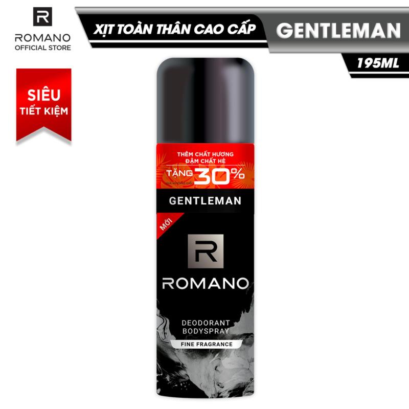 Xịt toàn thân cao cấp Romano Gentleman lịch lãm nam tính ngăn mồ hôi & mùi cơ thể 195ml (Tặng 30%) nhập khẩu