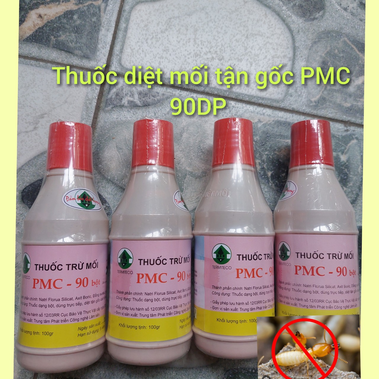 Thuốc diệt mối TẬN GỐC dạng bột PMC 90 bột hồng loại tốt ( nên mua kèm hộp nhử mối)