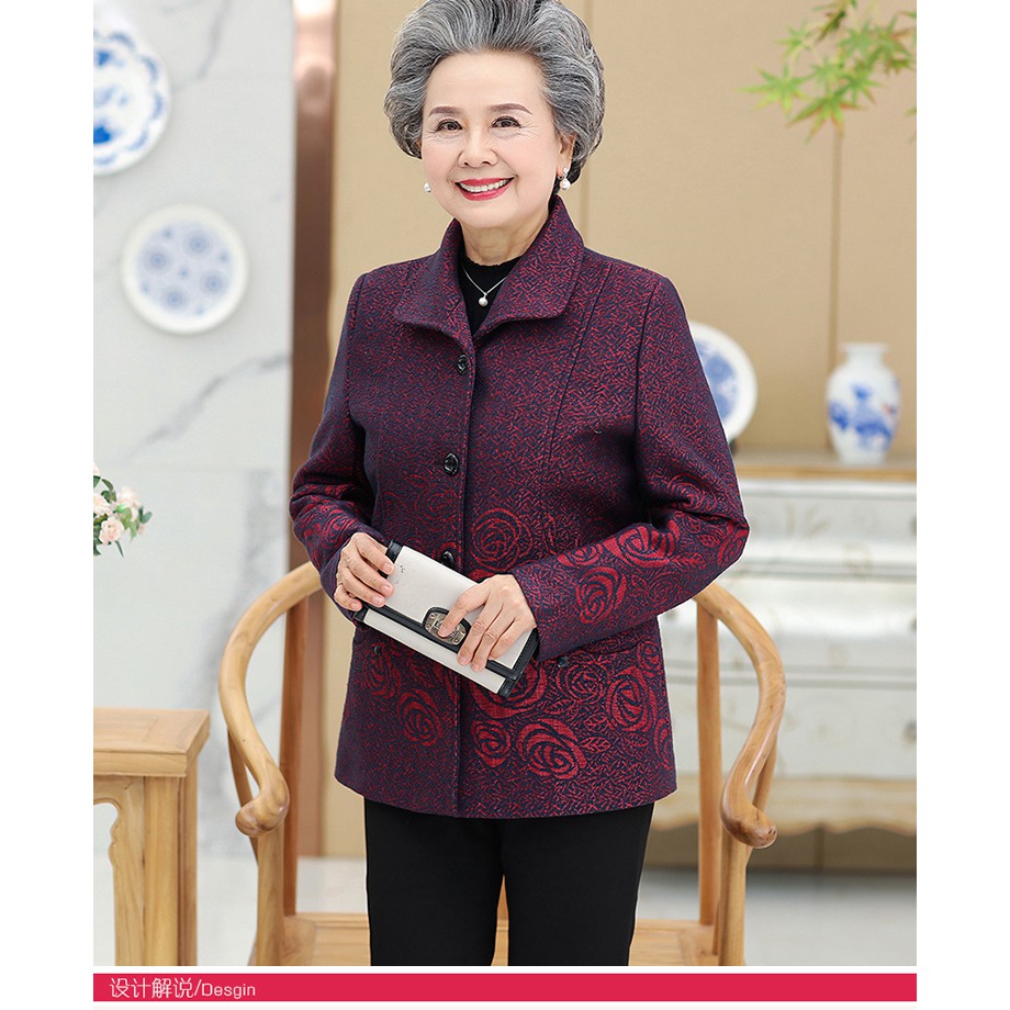 áo khoác cho người già hàng sẵn ( dạ hoa hong)