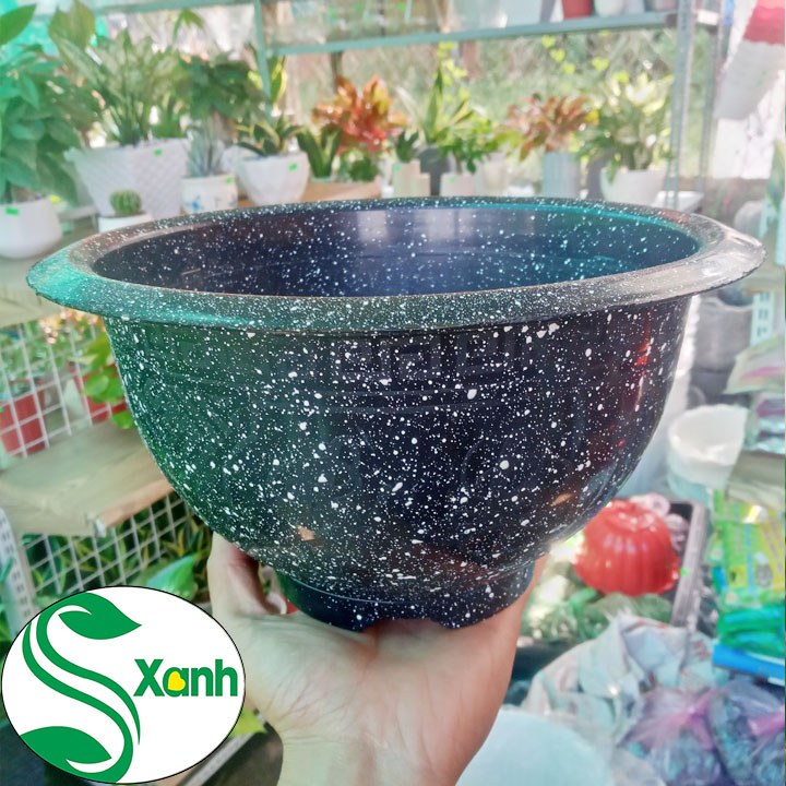 Bộ 5 chậu nhựa đen giả đá T28 (280x150)
