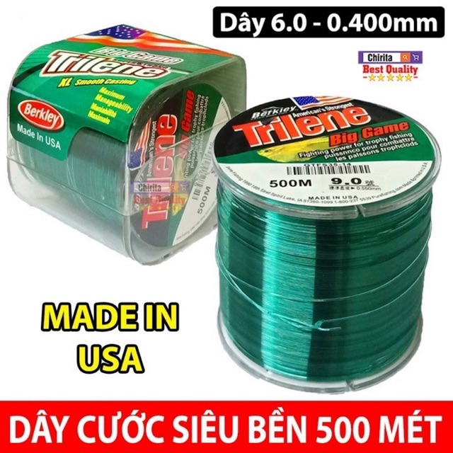cước câu cá loại 1 dài 500m hàng mỹ TRILENE Big game tải cá 40kg y hình hàng nhập khẩu