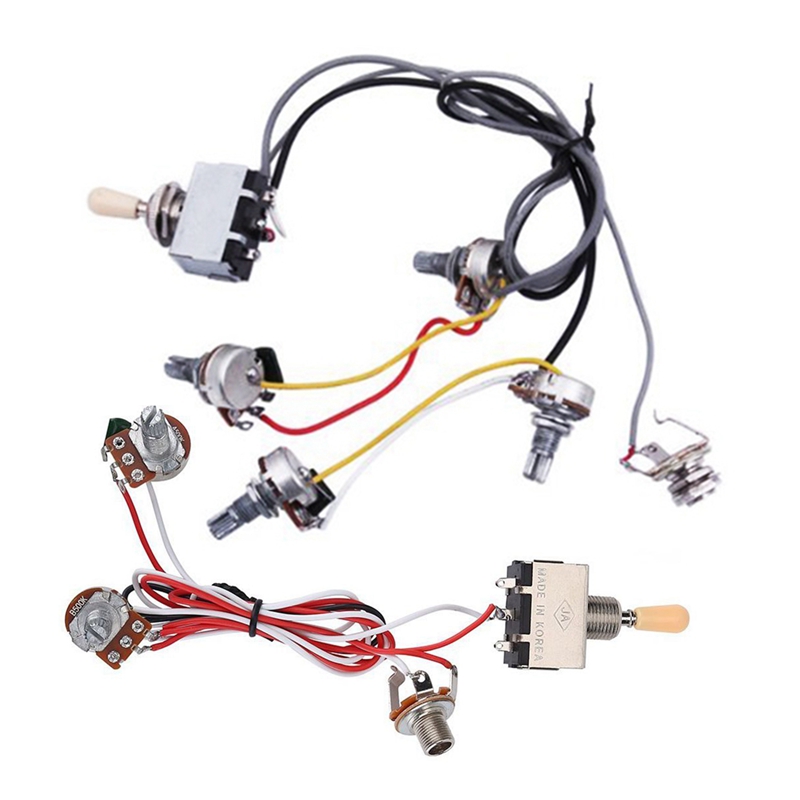 2 Pcs Guitar Wiring Harness: 1 Pcs 2-500K 3 Way Toggle Switch 1V1T 500K