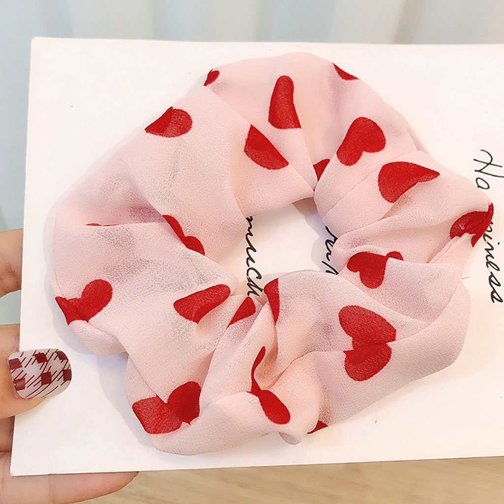 Dây cột tóc vải Scrunchies Trái Tim CT38