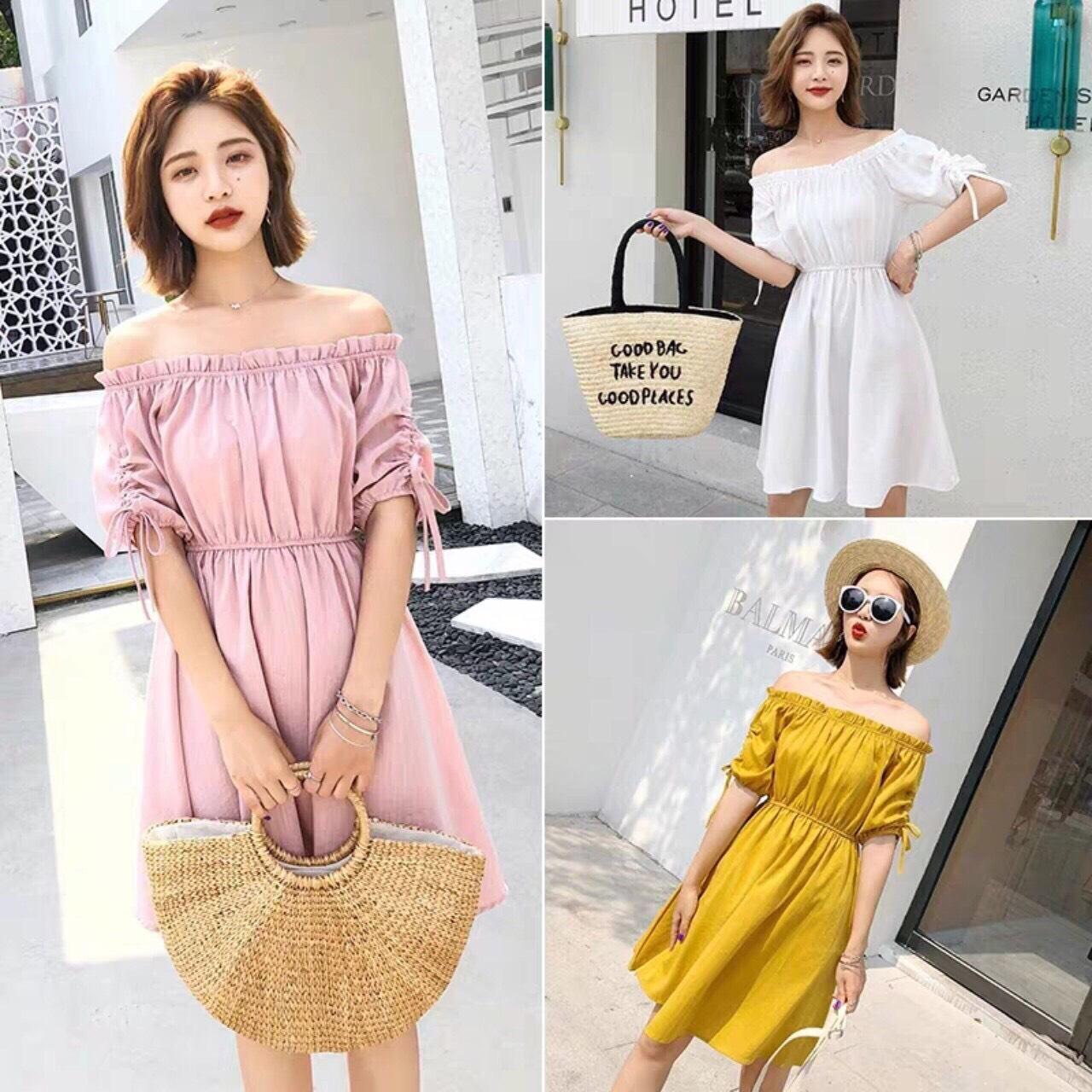 [HCM]Đầm xòe trễ vai nhũn hông