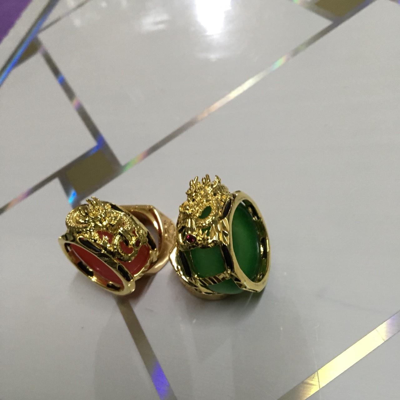 Nhẫn Ngọc Bích Rồng Vàng (xi vàng) Cao Cấp