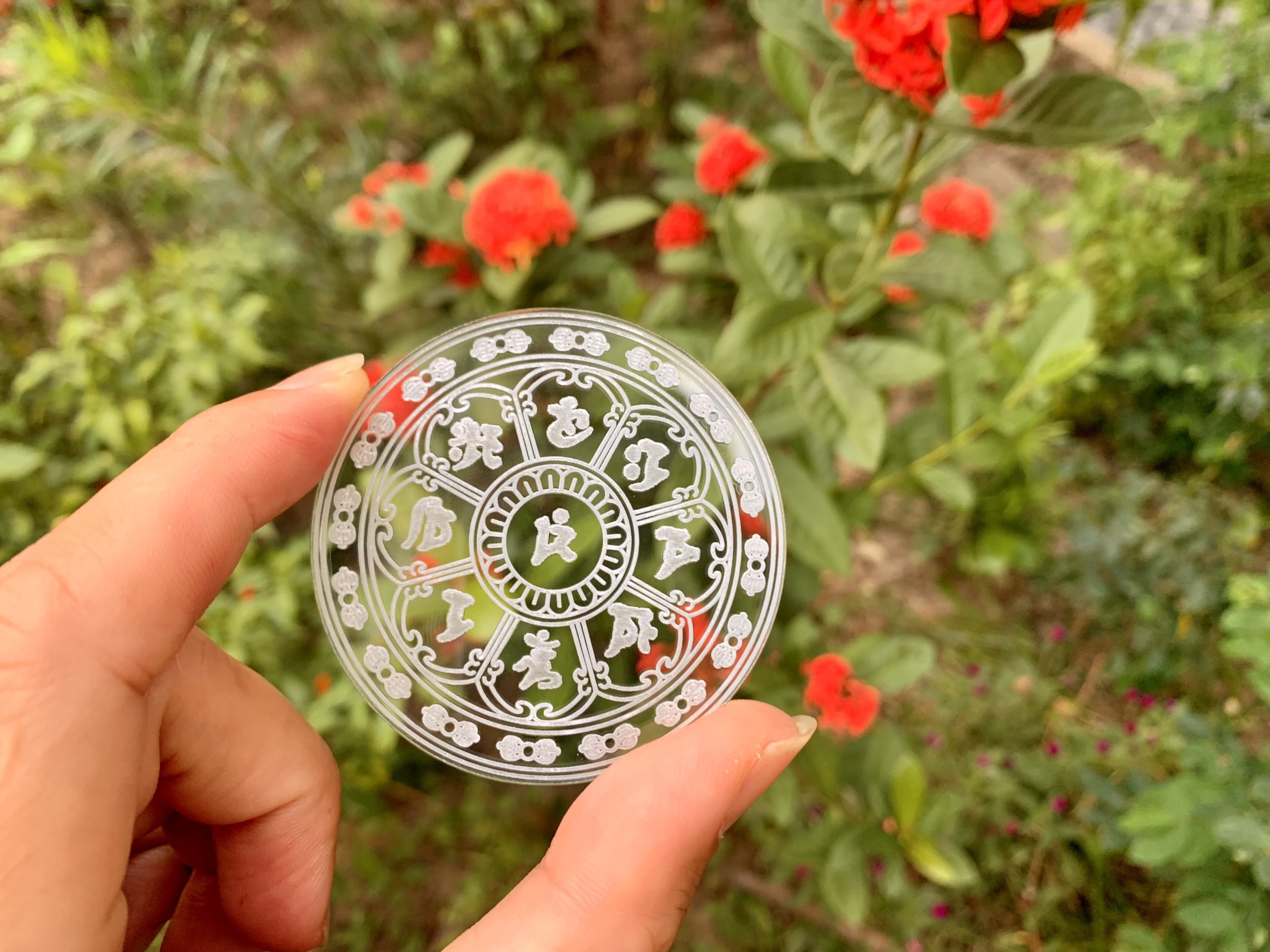 Văn Thù Bát Tự - Khắc Mica