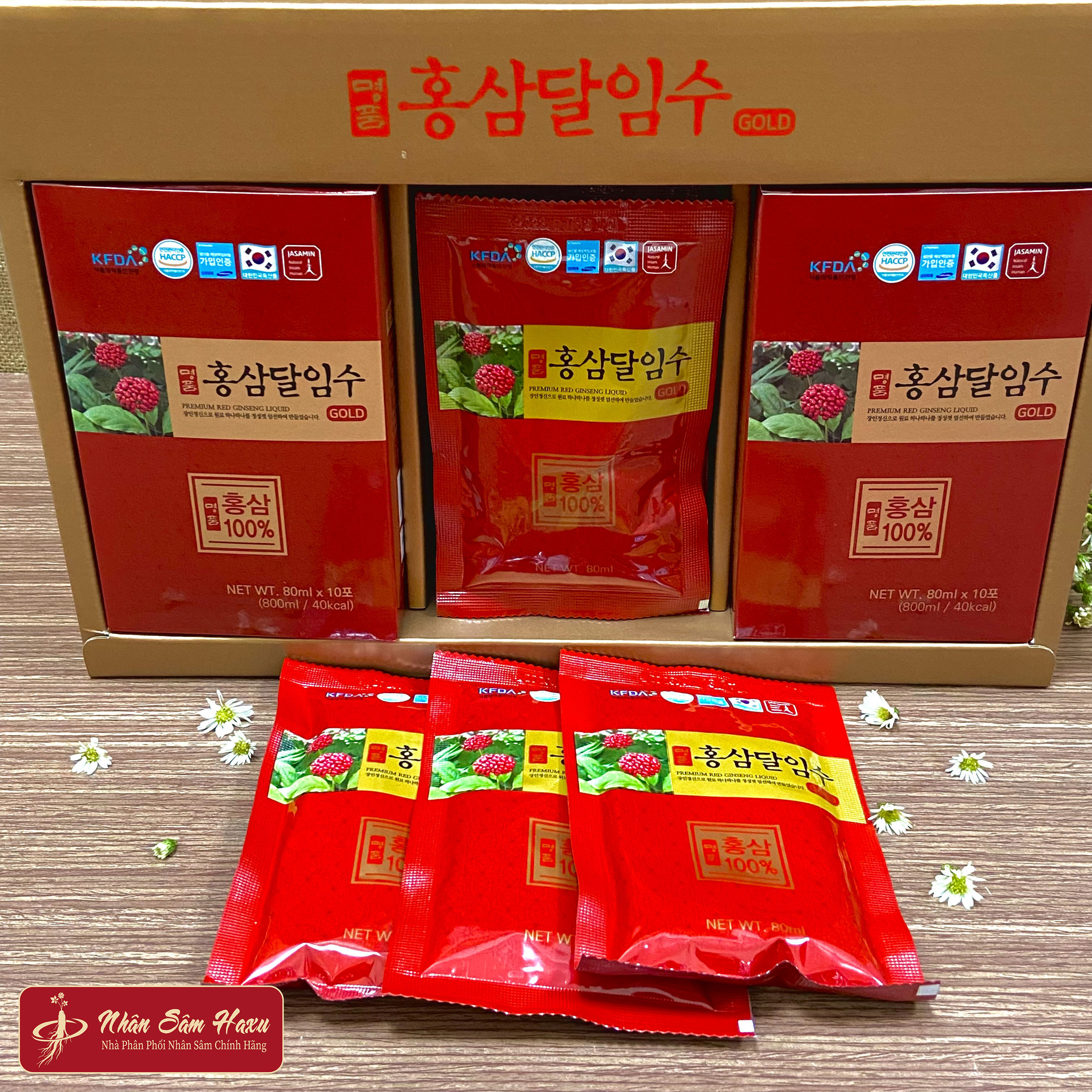 Nước Tinh Chất Quả Nhân Sâm 100% Jasamin Hàn Quốc (80ml x 30 gói x hộp)