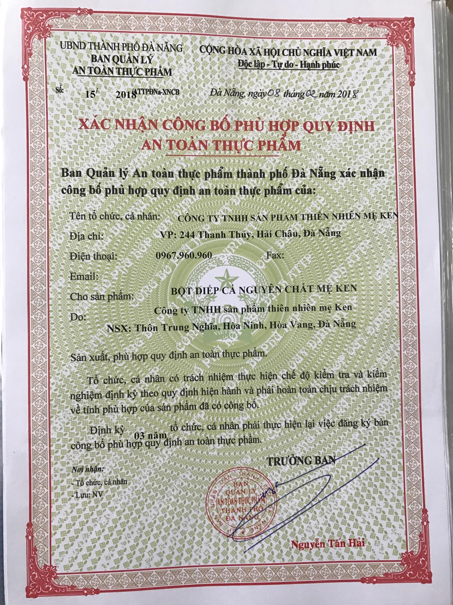 [HCM]BỘT DIẾP CÁ TƯƠI SẠCH NGUYÊN CHẤT MẸ KEN-100gr