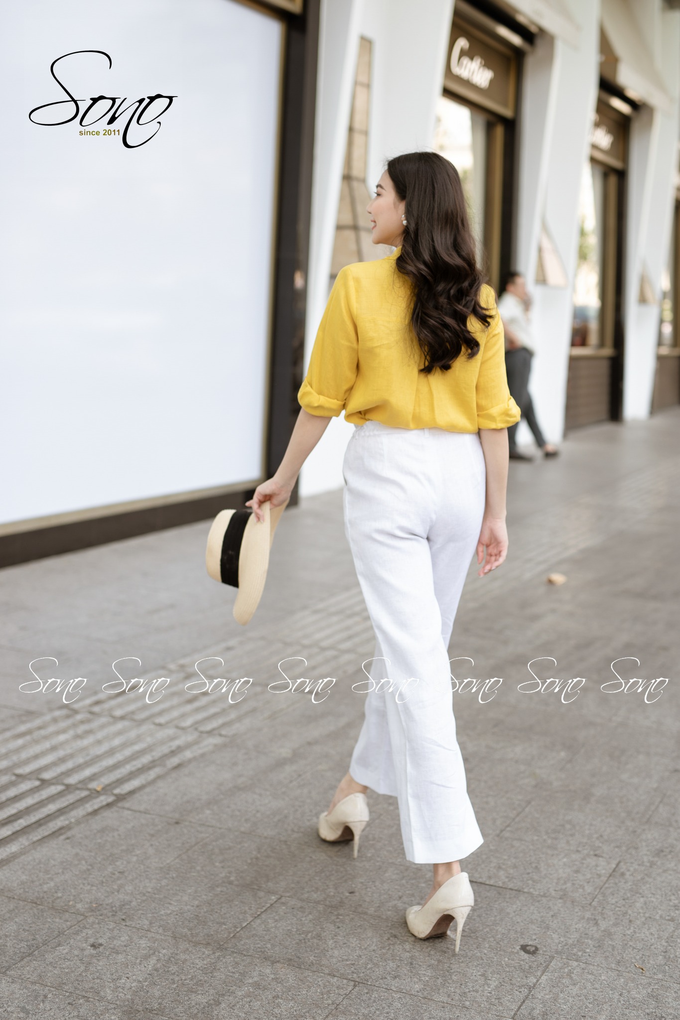 Sono - Áo Sơ Mi Linen Thêu Dọc
