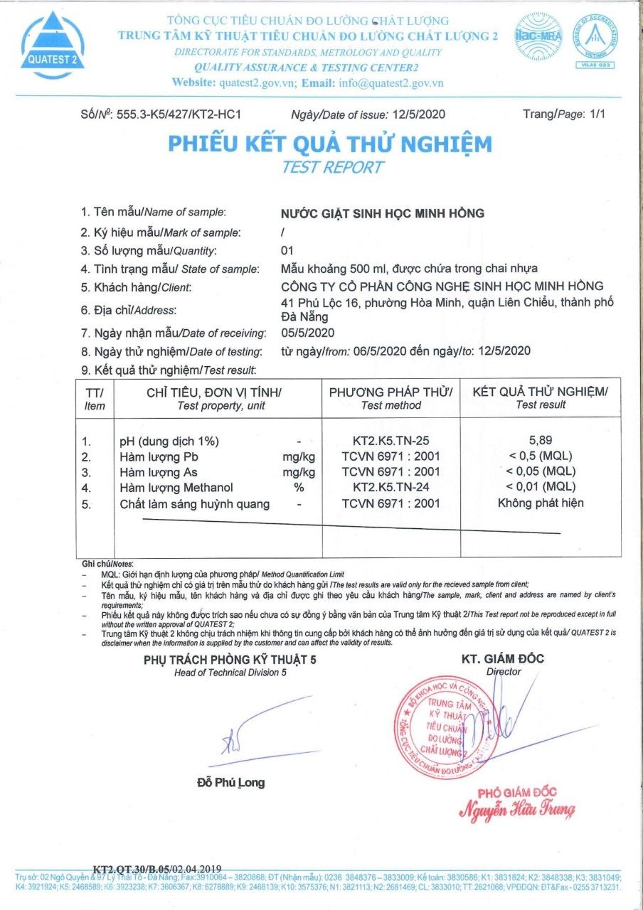 Nước Giặt Xả Sinh Học Minh Hồng 2L