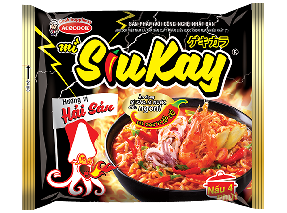 Thùng 24 gói mì ăn liền siukay thương hiệu acecook 128g