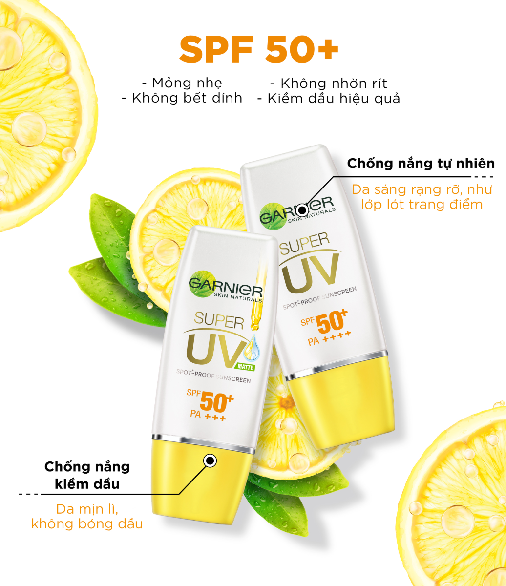 Kem Chống Nắng Garnier Làm Sáng Da Mịn Lì, Kiềm Dầu 15ml 30ml Light Complete Super UV Matte - Kcn Pháp Cho Da Dầu SPF50++++ Vitamin C Giúp Trắng Da & Vitamin E Dịu Da Kiểm Soát Dầu Nhờn Hiệu Quả Dezy Official Store
