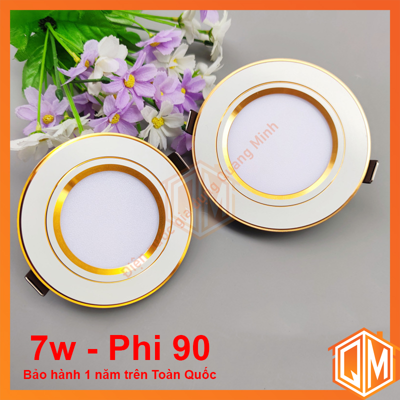 Combo 20 Đèn led âm trần 7w viền vàng 3 chế độ - Phi 90