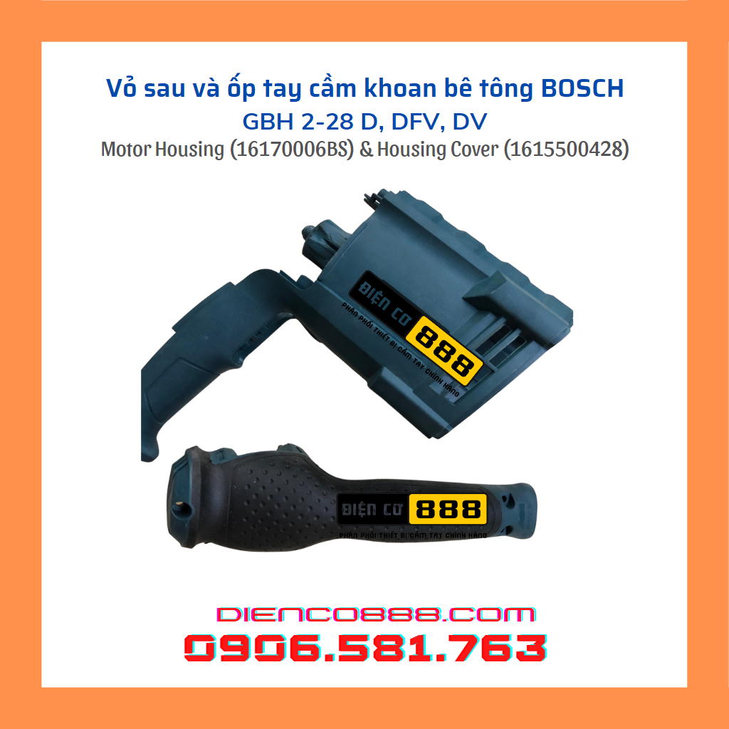Bộ vỏ máy khoan BOSCH GBH 2-28 D, DFV, DV bằng nhựa (Gear Housing, Motor Housing & Housing Cover)
