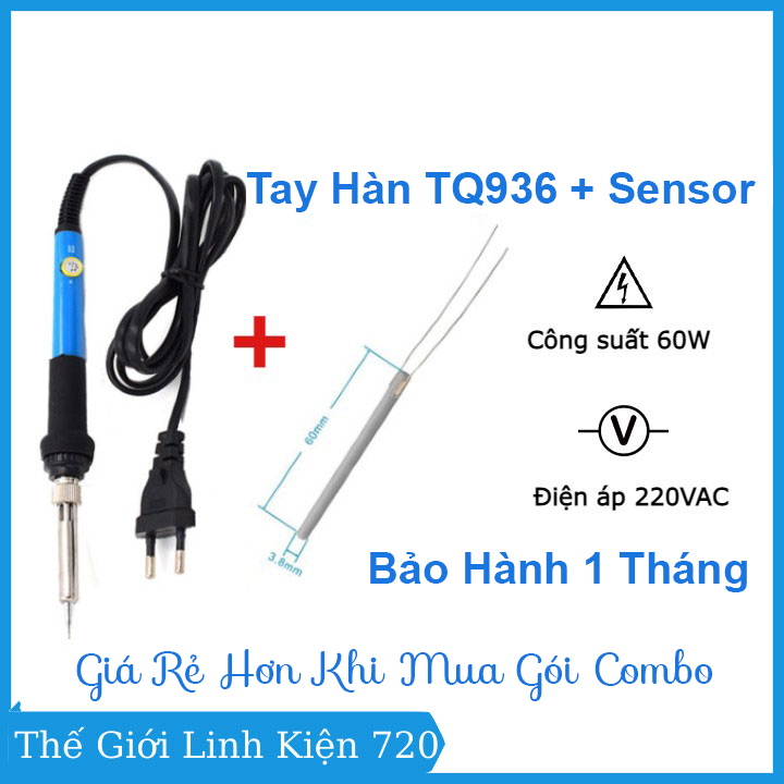 Combo tay hàn TQ936 220V 60W và sensor hàn cho tay hàn điều chỉnh nhiệt độ TQ 936 Hàng Chuẩn, nhỏ gọn tiện lợi