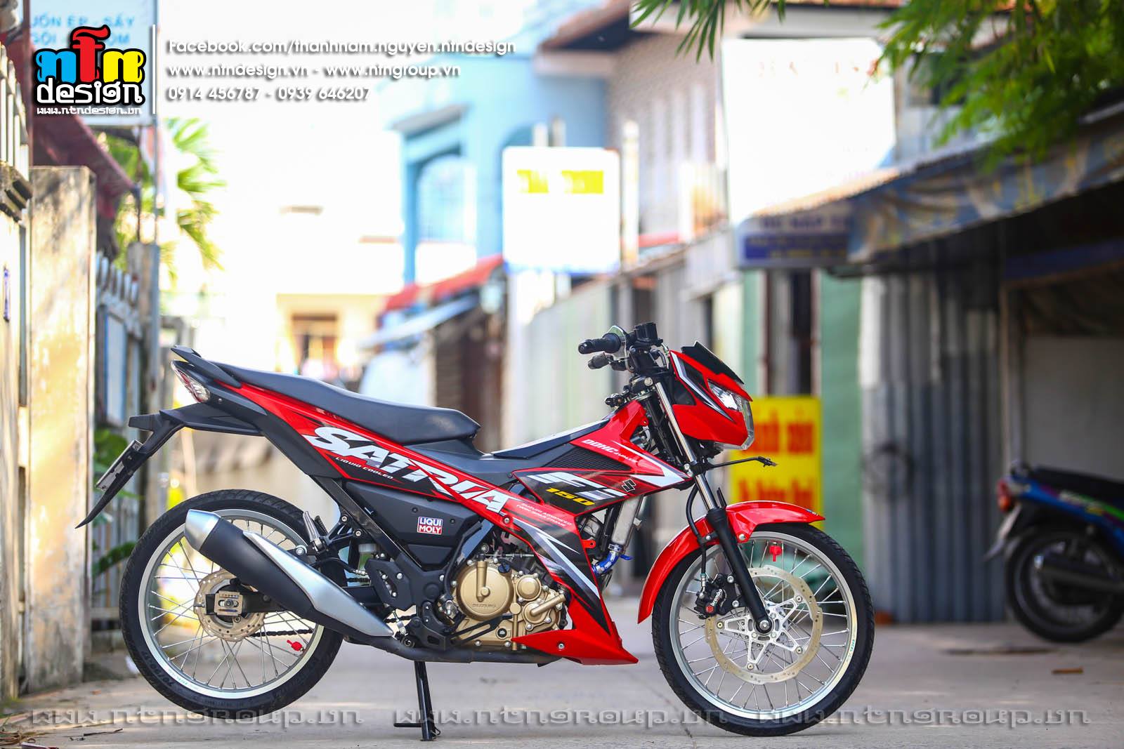 Tem rời dán xe raider fi mẫu đỏ đen chữ satria cực hot, hàng 3 lớp chất lượng cao