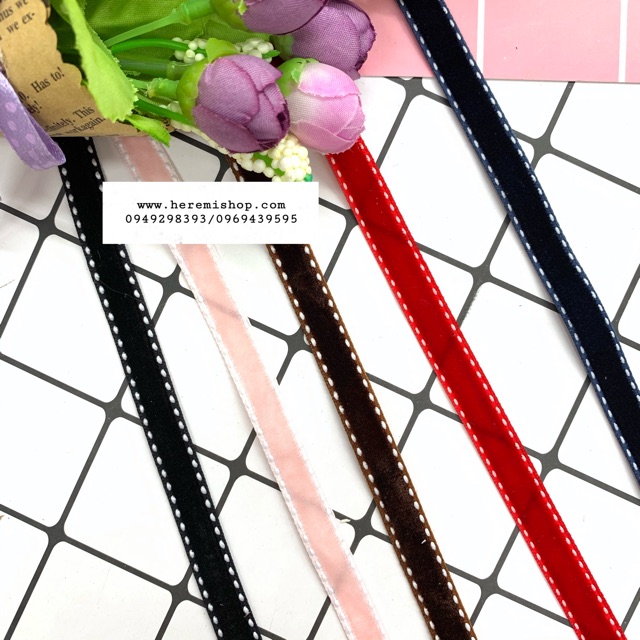 Ruy băng nhung có viền bản 1cm combo 2m