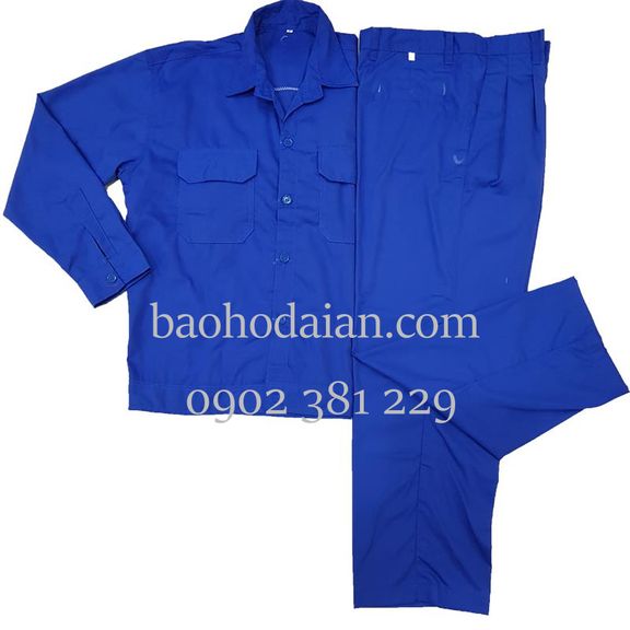 Quần áo bảo hộ công nhân vải si thoáng mát màu xanh bích