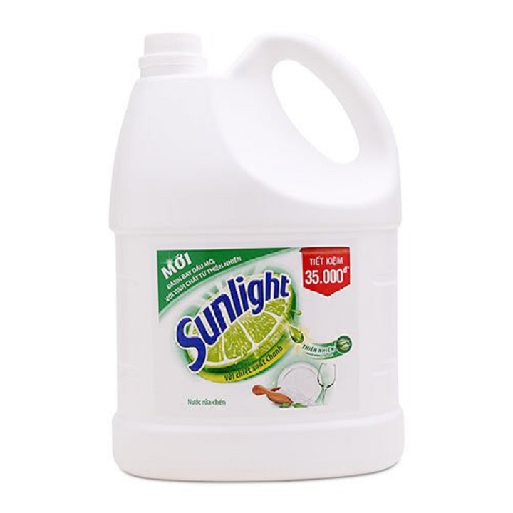 Nước rửa chén sunlight can 3.6kg chanh/trà nhật/lô hội/bạc hà/bưởi tây