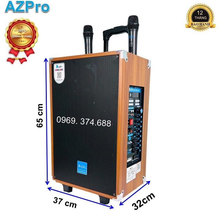 Loa kéo Bluetooth AZ 12-Bass 30 ,chính hãng Azpro kèm 2 mic không dây hát karaoke cực hay