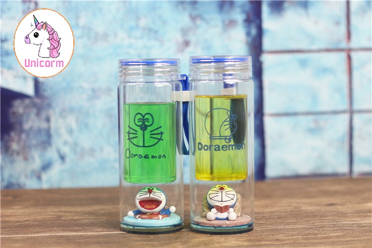 Bình nước thuỷ tinh Doraemon - bình thuỷ tinh doremon cực đẹp ( 2 lớp )