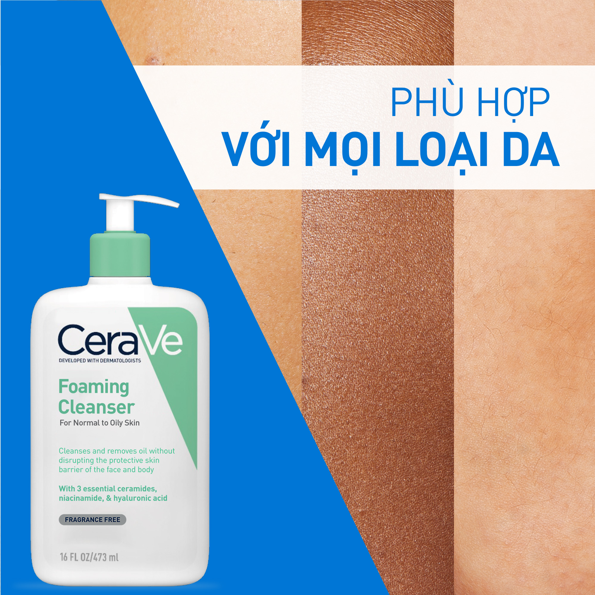 Bộ đôi sữa rửa mặt CeraVe dành cho da dầu Foaming Cleanser 473ml