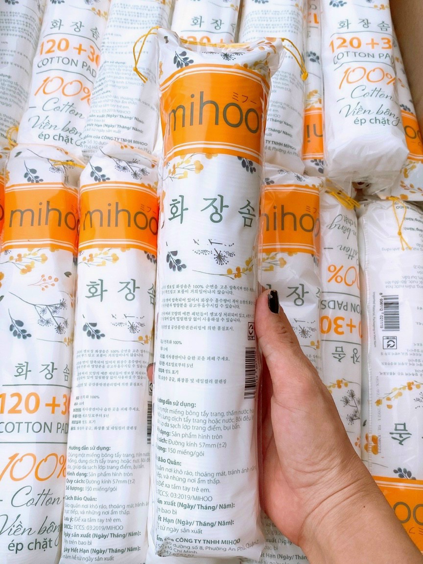 BÔNG TẨY TRANG MIHOO 150 MIẾNG